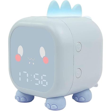 Niedlicher Kinderwecker, multifunktional, verstellbares Nachtlicht, Countdown- und Wiederholungsfunktion, wiederaufladbar, Geschenk für Kinder (blau) (1/5)