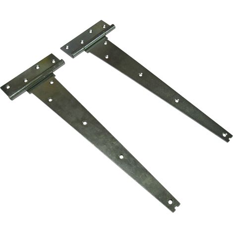 Heavy Duty Galvanised T Hinges 14" Pair (Gate Door Shed Barn Cabinet T-Strap)