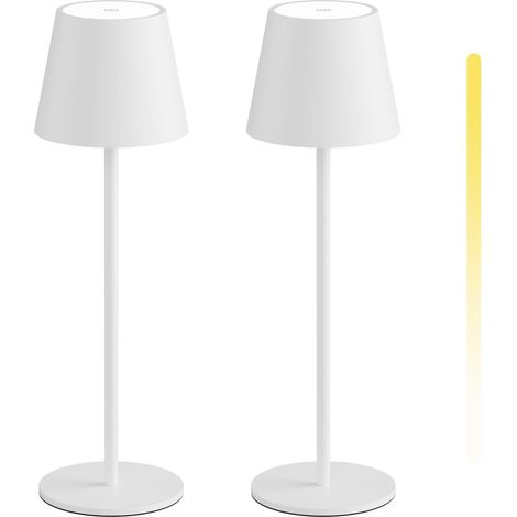 lampe de Table à LED à Toucher Intensité Variable, Lampe de Table Sans Fil Rechargeable Étanchéité IP54 Blanc (2 pièces) (1/5)