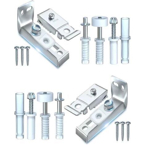 Lot de 2 kits de quincaillerie pour porte pliante avec rail de guidage en acier inoxydable et nylon pour placard coulissant, armoire (1/5)
