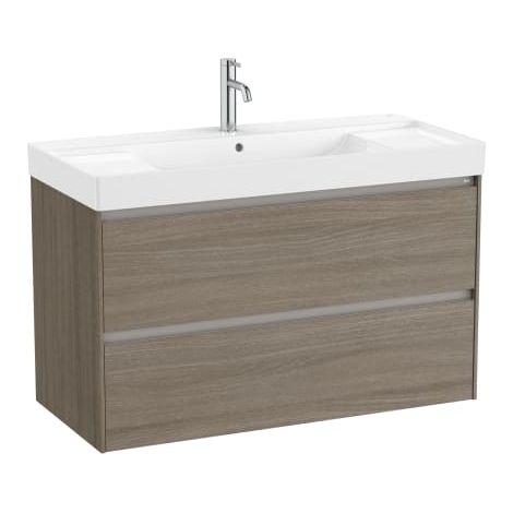 MUEBLE LAVABO DOBLE BLANCO 1000X460 ONA STANDARD 2 CAJONES LED OLMO OSCURO