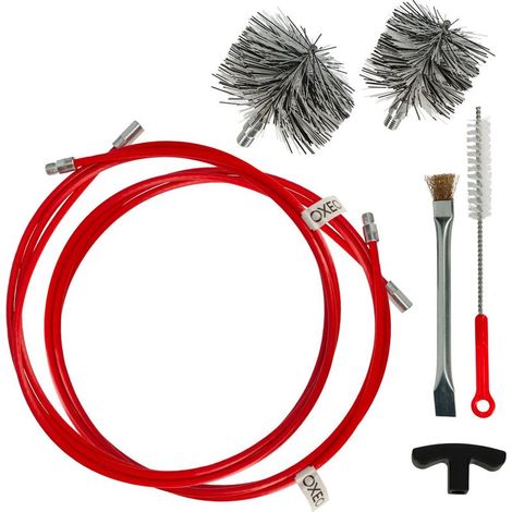 Kit nettoyage poêle à granulés - Ramonage poêle à pellet - 2 Rallonges 3m - 2 Brosses nylon - Pour Conduit 80 & 100mm - Grattoir (1/5)