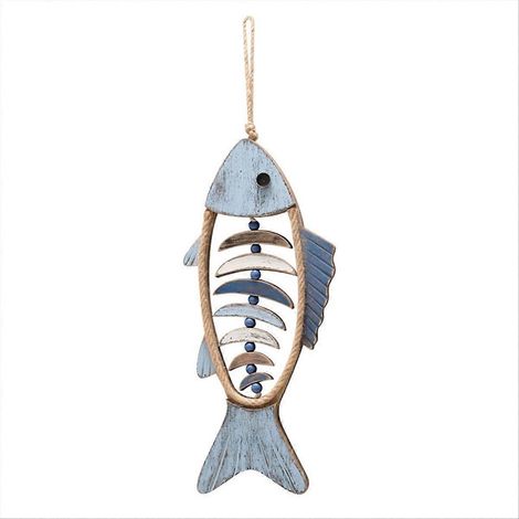 Décoration murale en bois représentant des poissons, style nautique antique, B (1/5)