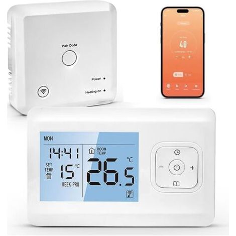 BARKBUSTERS Thermostat Connecté sans Fil, Thermostat Connecte et Intelligent WiFi, Programmable Thermostat Chaudiere Gaz, Commande Vocale et Contrôle à Distance Compatible avec Alexa et Google Home (1/4)