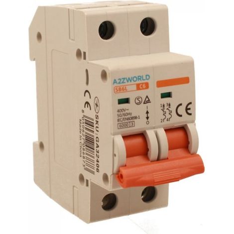 MCB Interruttore Magnetotermico Automatico Curva C 2P 2M 6000A C6A AC 400V IP20 IEC60898-1 SB6L