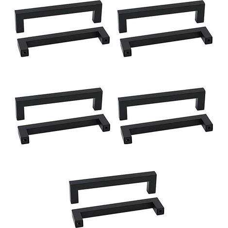 Lot de 10 poignées tiroir en acier inoxydable finition noir mat (1/5)