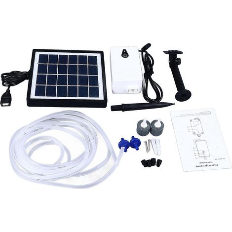 Pompe à oxygène solaire avec prise de terre, résistante aux intempéries, générateur d'oxygène solaire pour bassins et aquariums