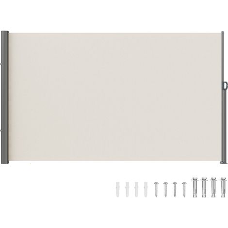 Store lateral retractable 180x300cm ecran occultant exterieur polyester 180g impermeable UV30 brise-vue beige terrasse balcon (1/5)