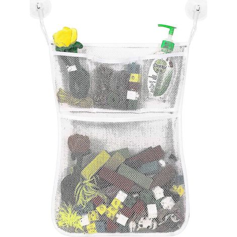 Organisateur de jouets de bain avec 4 poches, sac de rangement en filet pour salle de bain et 2 pièces robustes (1/5)