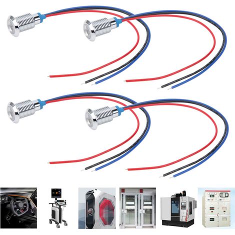 Adatto per luci LED rotonde impermeabili precablate, 10 mm, 12/24 V, con spie luminose rosse e blu.