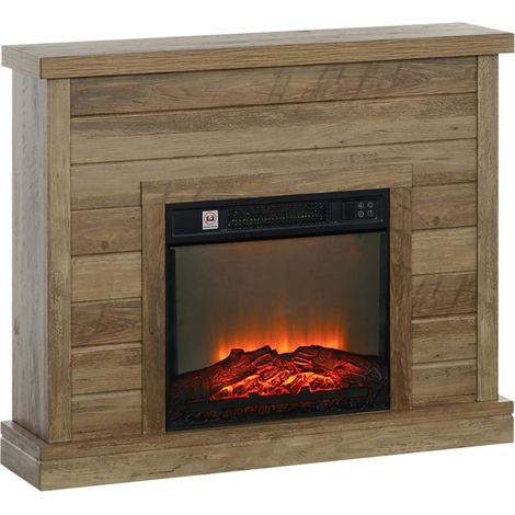 Camino elettrico freestanding 96,5 cm, fiamma 3D, 1800 W, legno colore naturale (1/5)