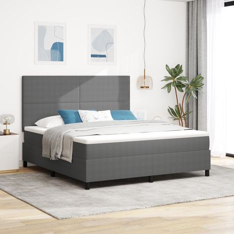 LED Boxspringbett Hellgrau und Weiß 180 x 200 cm Cordstoff vidaXL