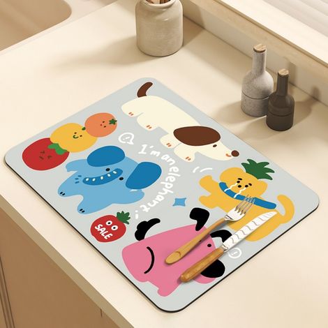LAN Chien Ananas 3040cm (terre de diatomées) Tapis d'égouttage de cuisine, terre de diatomées, tapis absorbant lavable, tapis de table à motifs, tapis de table basse, tapis anti-brûlure et isolant the (1/4)