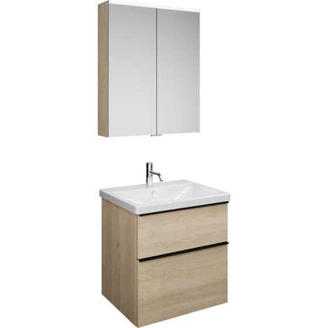 Set burgbad Eqio, composé d'une armoire de toilette, d'un lavabo