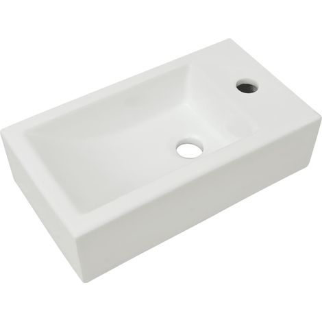 Vasque + trou de robinet Céramique Blanc 46 x 25,5 x 12 cm