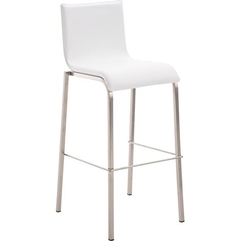 Tabouret de bar x1 empilable avec repose-pieds en PVC blanc cadre en acier inoxydable 100001283 (1/5)
