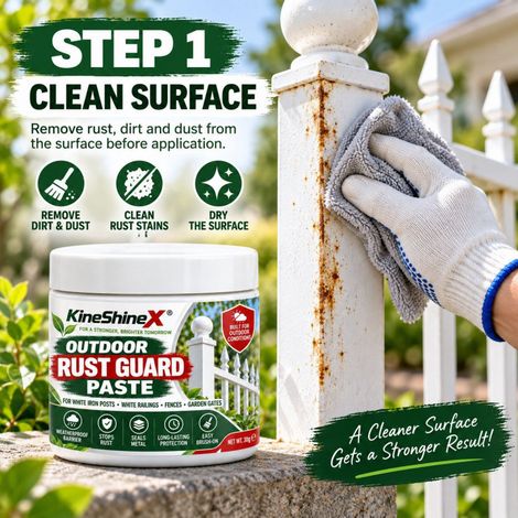 KineShineX Outdoor White Iron Railing Rust Prevention Paste, Iron Fence, Courtyard Gate Rust and Corrosion Protection Paste (1/4)