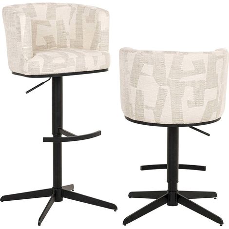 tabouret de bar design beige graffic pied noir pivotant - beige graffic motifs géométriques (1/5)