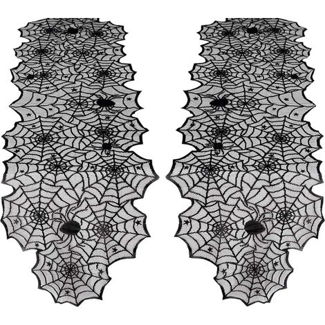 Lot de 2 Chemin de Table Toile d'Araignée, Décoration Halloween, 45x180 cm (1/5)