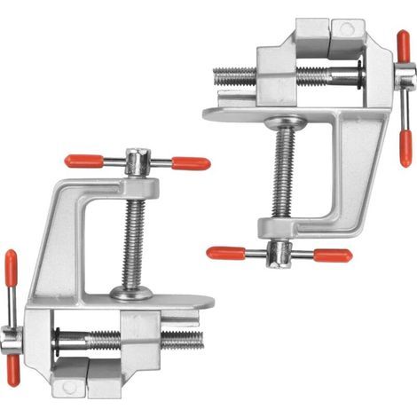 Pair 2 Pcs Mini Étau Réglable, Étau d'Établi, Étau de Table en Alliage D’Aluminium, Mini Étau de Table, Étau de Travail du Bois,pour Bijoux D'artisanat de Table de Loisirs (Argent)