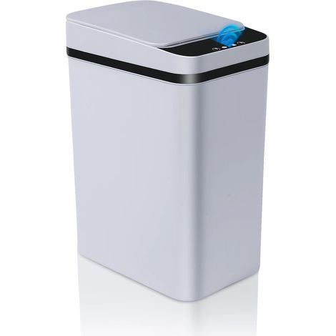 Cestino per rifiuti, funzionamento senza contatto, capacità 12 litri, grigio chiaro. (1/2)