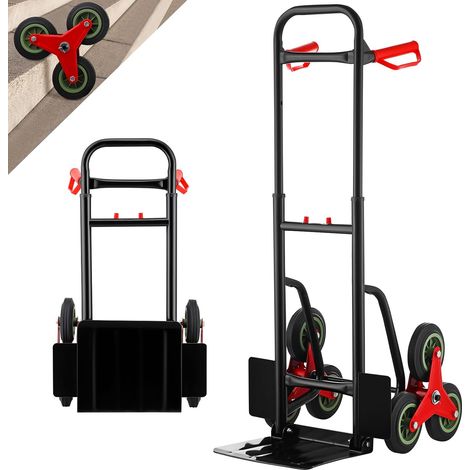 STANEW Carrello Portapacchi per Scale, Carrello Trasporto Bagagli, Robusta Struttura in Metallo, Ruote Scorrevoli con Battistrada Morbido, Altezza Regolabile 80-112 cm, Portasacchi 150 kg (1/5)