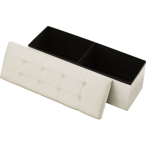VEVOR Reposapies Plegable Rectangular con Almacenamiento y Bolsillos Laterales, Asiento Acolchado y Plegable, Carga hasta 299,37 kg, 110 x 38 x 38 cm, para Salón, Dormitorio y Pasillo, Color Beige (1/5)