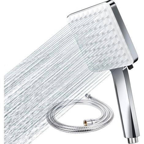 Soffione doccia FOREHILL con tubo flessibile da 1,5 m, soffione doccia anticalcare, accessori universali, 6 modalità, alta pressione, risparmio idrico per vasca e spa
