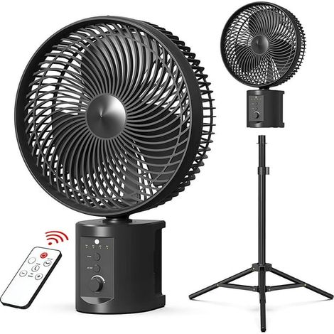 Ventilateur oscillant sans fil 10 pouces rechargeable, batterie 10000 mAh, 7 vitesses, télécommande, camping et intérieur (1/3)