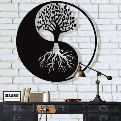Metal Wall Art – Tree of Life – Yin-Yang Metal Wall Art 2828cm Black (1/3)