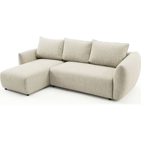 Selsey Zordo - L-Form Eckschlafsofa mit zwei Bettkästen, hellbeiger Chenille links (1/5)