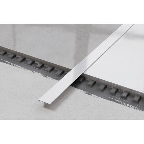 T-Verbindungsprofil aus Edelstahl 2cm x 270cm - Satiniertes Silber