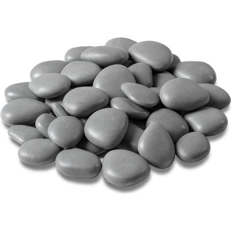 Dekorative Kieselsteine aus recyceltem Kunststoff «re-pebbles», anti-verschleiß, für Außen- und Innenbereich -Grau / Pot Pack