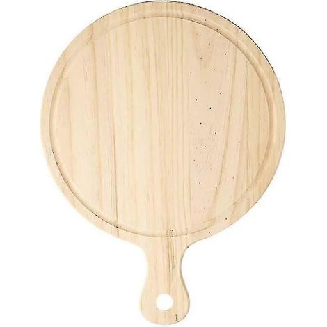 Plaque à pizza ronde de 30 cm avec poignée, en bois massif. (1/4)