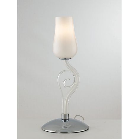 "Lampada da tavolo ANGEL in vetro bianco con dettagli cromati e trasparenti 43x18 cm." (1/3)