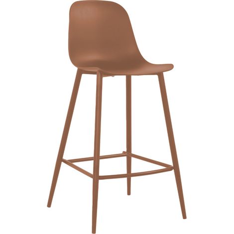 Lot de 4 tabourets de bar intérieur et extérieur en plastique et métal H65cm - Terracotta -Portland (1/5)
