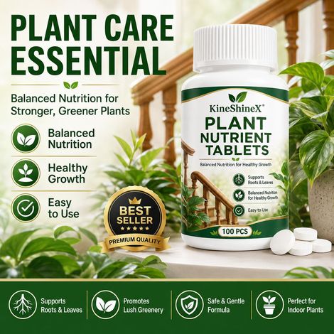 KineShineX plant nutrient tablets provide balanced nutrition, strengthen root systems, and promote growth for both indoor and outdoor plants. (1/4)