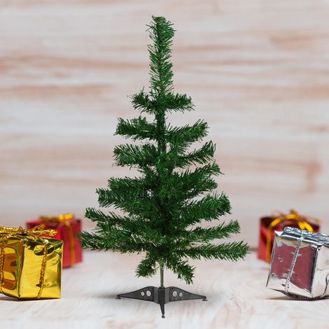 Mini 60cm Christmas Tree Indoor Plastic Stand Xmas Bushy Pine Branches UK (1/5)