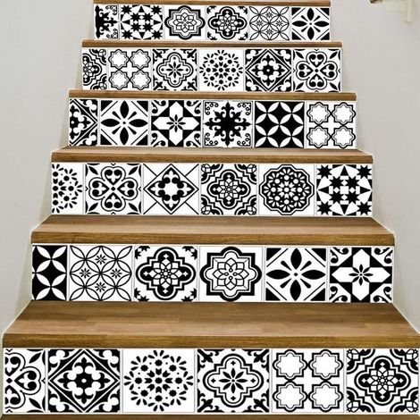 Autocollants 3D pour contremarches d'escalier, 100 x 18 cm, lot de 6, amovibles, faciles à décoller et à coller.