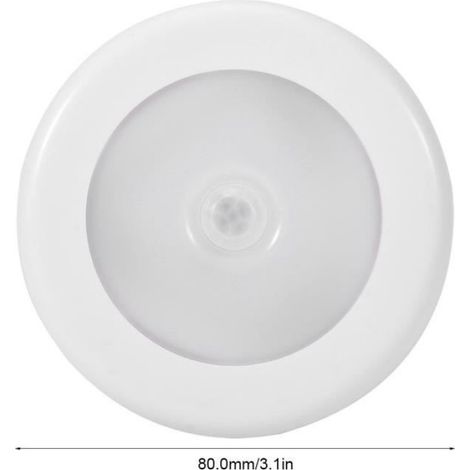 Tbest Veilleuse d'escalier Veilleuse Ronde à Détecteur Infrarouge de Mouvement Automatique 6 LED de Lumière d'escalier(blanc ) (1/4)