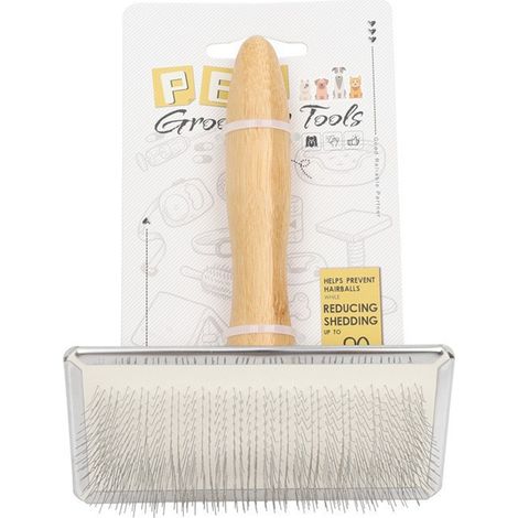 Slicker Brush for Dog Size L,Peigne pour chien peigne - bambou Bois - large (1/5)