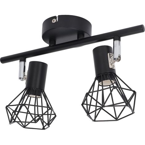 Spot de plafond 2 lumières orientables style vintage avec douilles E14, kit sur rail 85-265V (1/5)