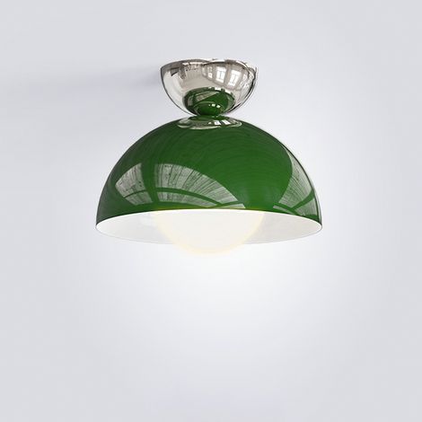 Plafonnier, Lustre en métal avec ampoule, Plafonnier semi-encastré, Suspension, Lumière naturelle 4500 K (Vert) (1/5)