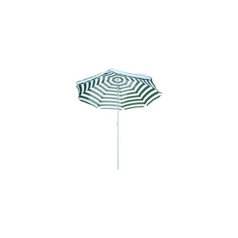 Neigbarer achteckiger Sonnenschirm, 180 cm Durchmesser, aus hochdichtem Polyestergewebe, UV-beständig, abnehmbare Stange, mit grünen und weißen Streifen. (1/5)