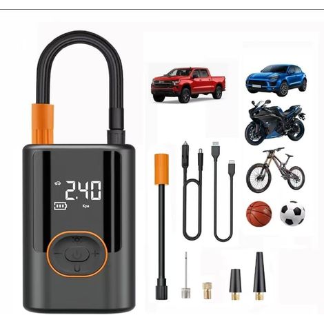 Tragbarer Reifenfüller-Luftkompressor, 150 PSI, digitale Manometerüberwachung, intelligente Luftpumpe für Fahrzeuge, Motorräder, Fahrradreifen und Sportgeräte