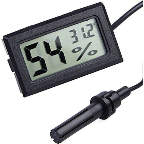 LCD Thermometer Hygrometer, 1.5m External Probe, +/-5% Accuracy, For Reptile Aquarium Incubator (1/5)