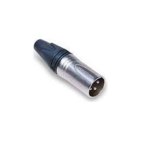 Fiche XLR Mâle - 3 Broches - Métal - Noir Argent - IP40 - UL94 HB - IEC61076-2-103 - 1 Pièce