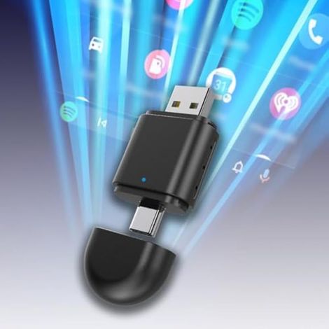 Adaptateur inalámbrico 2 en 1 pour Carplay et Android Auto avec entrée type C (1/5)
