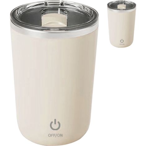 Tasse à mélanger magnétique automatique de 350 ml, lavable, avec revêtement intérieur en acier inoxydable, adaptée au lait. (1/5)