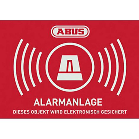 AUTOCOLLANT D'AVERTISSEMENT ''SYSTÈME D'ALARME'' ABUS AU1422 ROUGE, BLANC (L X H) 148 MM X 105 MM (1/2)